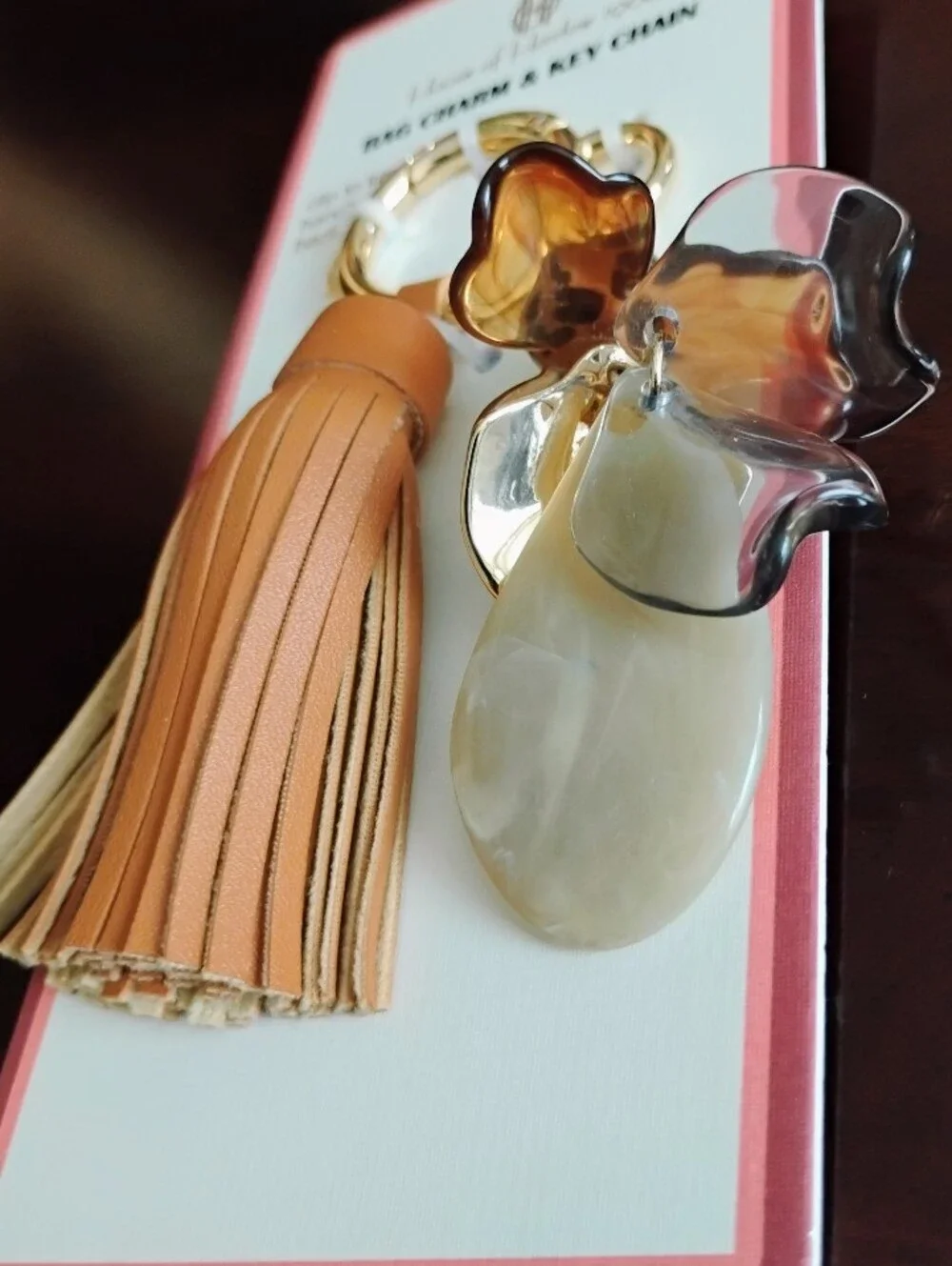NEW House of Harlow 1960 Bag Charm/Key Chain - Tan Tassel & GHW
